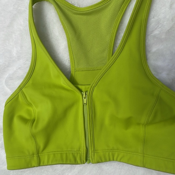 Hanes size medium neon green zip front sports bra - Picture 3 of 7